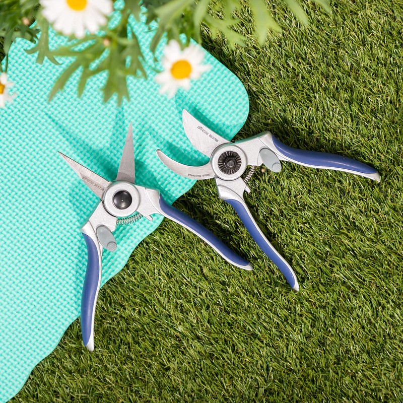 Alfresia Bypass Pruner & Flower Snipper Secateurs Set - Stainless