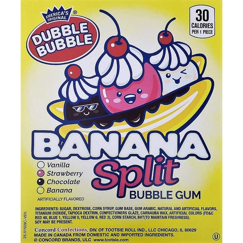 Candy Retailer Banana Split Bubble Gum 1 Lb