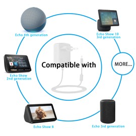 Power Supply 30 W Power Cable Charger Replacement Compatible with Alexa Echo Show 8, Echo Show 15, Echo Show 10, Echo 3rd Gen / 4th Gen.