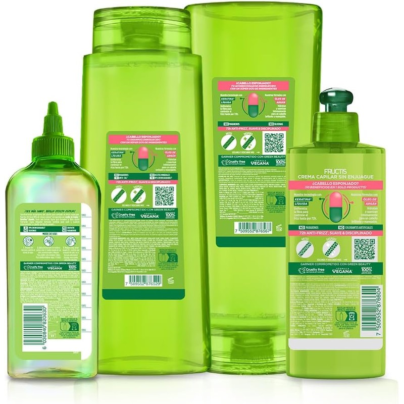 Kit Garnier Fructis Rutina Completa Adios Esponjado anti frizz 4pz