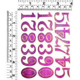 Stickers Glitter Pack 10 Sheets Alphabet Letter Purple Number 0-9 Cartoon Stickers Label for Kids and Teachers Label Art Decal Craft Scrapbook Book Album Diary Card Birthday School Supplies (10)