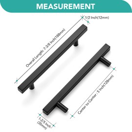 HOME EDIT 10 Pack Cabinet Pulls 5 Inch Hole Center Square T Bar Kitchen Cabinet Handles Stainless Steel Cupboard Drawer Handles Kitchen Cabinet Hardware Dresser Drawer Pulls 7-3/8" Length