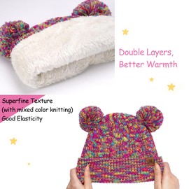 Bequemer Laden Kids Toddler Infants Winter Hats Scarves Gloves Set Pompom Beanie Caps Mittens Neck Warmer with Fleece for 0 6 12 18 Months 1 2 3 4 Years Old Baby Girls Boys Gifts