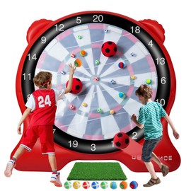 UBALANCE Giant Inflatable Dart Board, Outdoor Dartboard Yard Games for Adults, Family Sports, Sticky Kick Balls, Soccer, Tennis, Soft Darts, Golf, Party Fun Carnival Games (Red, Extra Large)