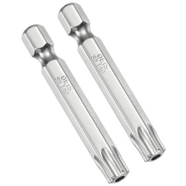 TA-VIGOR 2 Pieces T40 Torx Head Screwdriver Bits 1/4" Hex Shank 50mm S2 Steel Long Magnetic Tamper Proof Star Safety Torx Bits with Hole for Impact Driver Drill