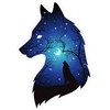 Silhouette of Wolf Moon and Stars Double Exposure - Vinyl Sticker - Bumper Sticker Walls Laptops Trucks - Graphic Sticker