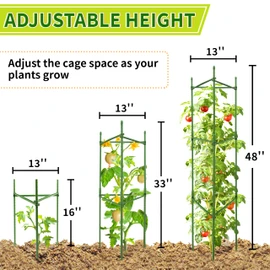 SORANGEUN 6 Pack Tomato Cages for Garden, 48” Metal Tomato Plant Support, Heavy Duty Tomato Cages for Pots, Tomato Trellis for Raised Garden Bed