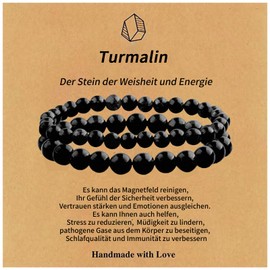 6mm 4mm Naturstein Turmalin Armband für Damen Glücksarmband Muttertagsgeschenk für Mama, Schmuck Freundschaft Geschenke für Frauen, Armband Damen (Black turmalin)