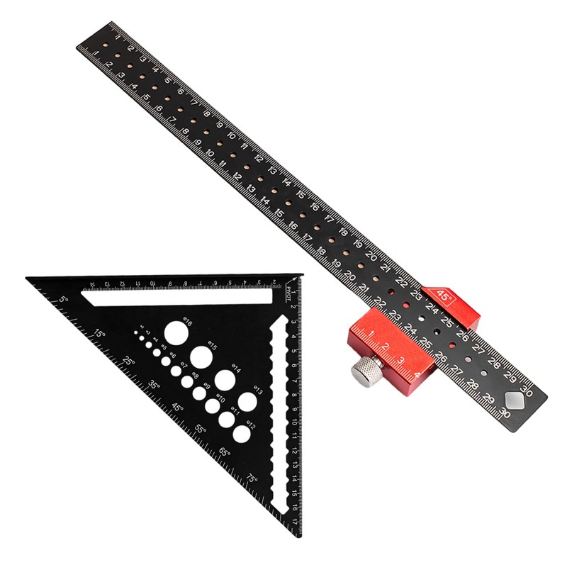 Woodworking Set Square Tool, 7 Inch Metric Triangle Scale Ruler
