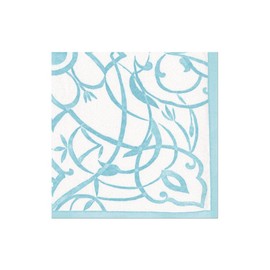 Caspari Algarve Paper Linen Cocktail Napkins in Aqua - 15 Per Package - 4 Packages