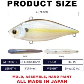 Lucky Craft Fishing Lure LV-500 Crank Bait, Chartreuse Shad, 3-Inch (75mm)