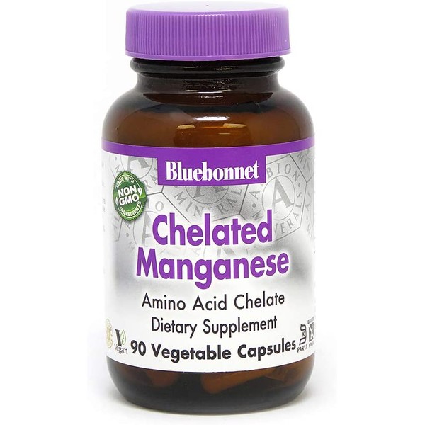 BlueBonnet Nutrition Albion Chelated Manganese, Amino Acid Chelate, Soy, Dairy & Gluten-Free, Non-GMO, Kosher Certified, Vegan, 90 Count