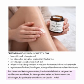 CristinenMoor Zinc Ointment 50 ml, for Pimples, Natural Cosmetics, Nourishes and Protects Rough, Attacked, Exuding Skin, in Skin Wrinkles, Also in the Area, with Mallow Extract and Vitamin B3 - Niacinamide