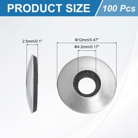 uxcell 100Pcs 3/16" x 1/2" Sealing Washers, 304 Stainless Steel EPDM Bonded Neoprene Rubber Washers for Screws Bolts, Silver&Black