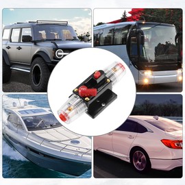 X AUTOHAUX 1 Set DC 12V- 48V 125Amp Circuit Breaker with Manual Reset Black Red