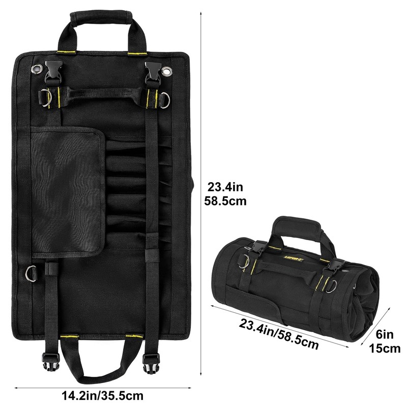 Tool Roll Bag, Roll Up Tool Bag with Pockets, Heavy
