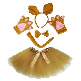 Petitebelle Headband Bowtie Tail Gloves Tutu 5pc Girl Costume 1-5y (Kangaroo)