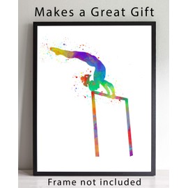 Gymnastics Sport Abstract Wall Art, 11x14 Ideal for Girl Gymnasts, Coaches and Gymnastics Fans - Great Teen Girl Bedroom, Gym Club Locker Room or Dorm Room Décor