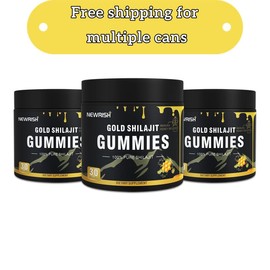 Newrish Gold Grade 100% Pure Shilajit Gummies | 85+ Trace Minerals & Fulvic Acid | Non-GMO Men's Supplement | All Natural | Immune & Energy Support | 30 Gummies:_3 cans