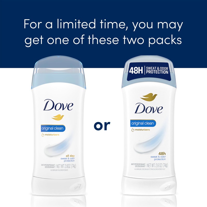 Dove Invisible Solid Antiperspirant Deodorant Stick 2 Count Original Clean,