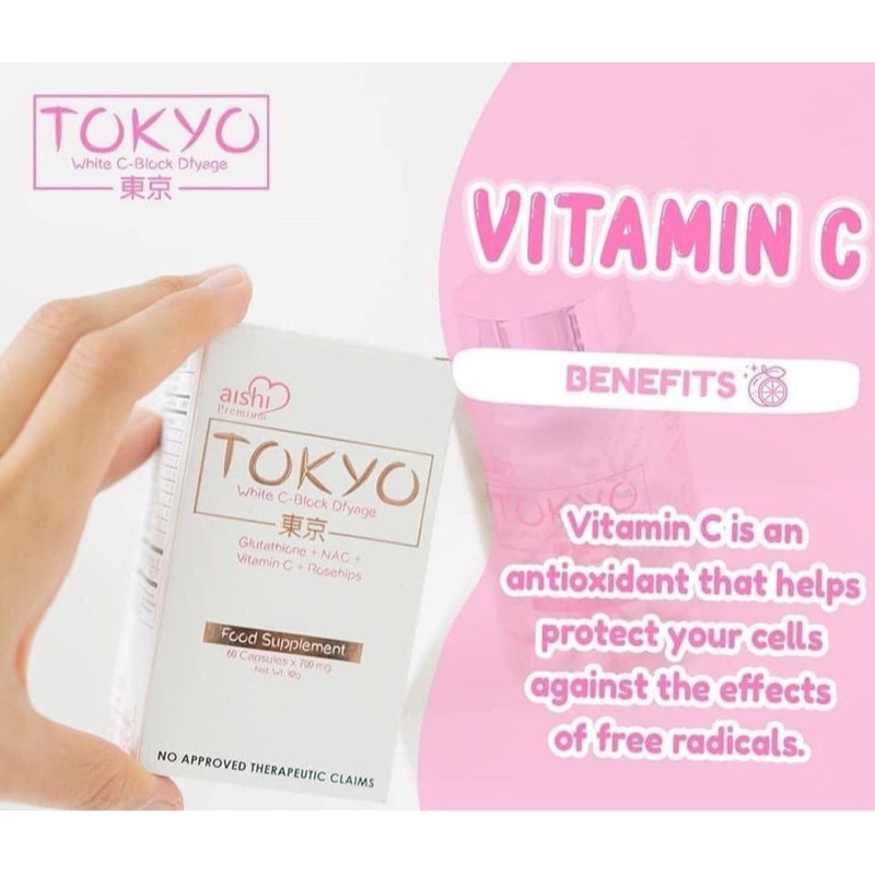 Aishi Premium Tokyo White C-Block Dyfage Glutathione, 60 Capsules