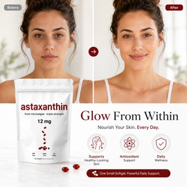 Astaxanthin 12mg Softgels for Daily Wellness – Microalgae Antioxidant Support with MCT Oil