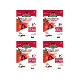 Jobe’s Organics Vegetable & Tomato Fertilizer Spikes, 2-7-4 Time Release Fertilizer for All Vegetables, Herbs and Tomato Plants, 50 Spikes per Package (4, 1 Pack)