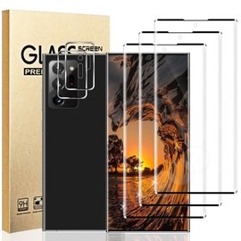 AYCFING 3+2 Pack For Note 20 Ultra Glass Screen Protector with Camera Lens Protector, Fingerprint Unlock, 3D Curved, 9H Hardness Tempered Glass, HD Clear Scratch Resistant, for Note 20 Ultra 6.9 Inch