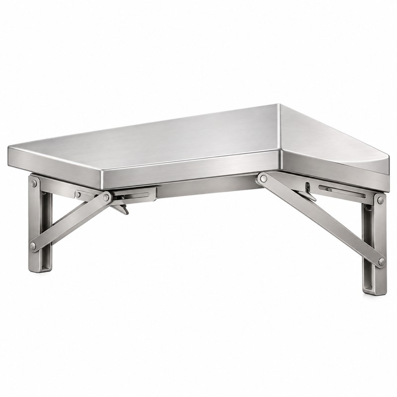 Foldable Stainless Steel Wall Mounted Shelf, Space-Saving Storage and Work
