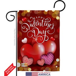Beloved Valentines Day Garden Flag Set Wood Dowel Springtime Valentine Happy Heart Couple Romantic February Holiday Love Small Decorative Gift Yard House Banner Double-Sided Made In USA 13 X 18.5