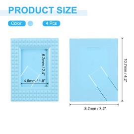 sourcing map 2 x 3 Picture Frame, 4 Pcs Mini Plastic Photo Frame Rustic Retro Photo Frame for Desktop Display Photos Paintings Landscape Posters Artwork, Blue