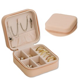 YzmrBdqc Mini Portable Jewellery Box,Delicate for Girls Women Travel Jewellery Box,for Rings Earrings Necklace Bracelets,PU Leather Jewellery Organiser,Small Jewelry Organiser Storage (White)