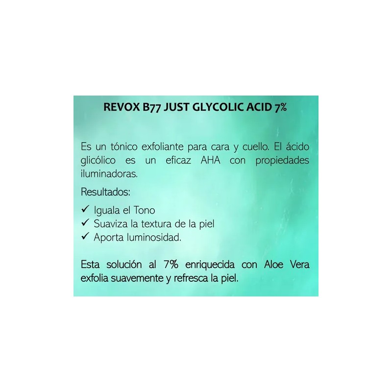 Revox B77 Tónico Facial Exfoliante · Ácido Glicólico 7%