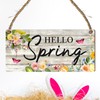 Hello Spring Wooden Plaque - Vibrant Flowers & Easter Eggs