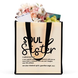 Soul Sister Gifts for Women Soul Sister Definition Sister Birthday Gifts from Sister Waterproof Tote Bag Beach Bag Reusable Grocery Bags Boss Day Christmas Sisters Gifts from Sister for Friend Bestie