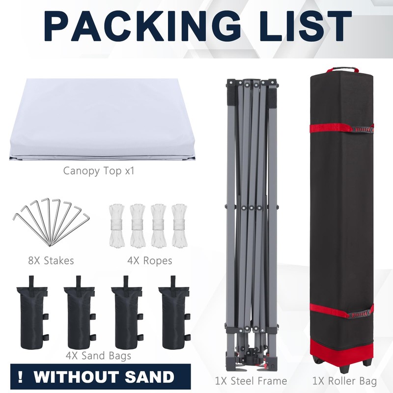 COOSHADE Durable Easy Pop Up Canopy Tent 10x10Ft, with 4