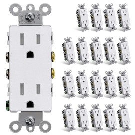 (20 Pack) CML 15 Amp Matte White Decorator Wall Receptacle Outlet, Child-Safe Tamper Resistant Standard Electrical Outlets, 15A/125V, 3-Year Warranty, UL Listed