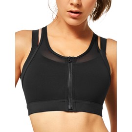 Yvette Sports Bra, Non-Swaying, Firm Support, Training Wear, Mesh Material, Sweat Absorbent, Quick Drying, Open front