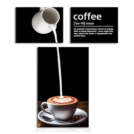 burkfeeg Coffee Bar Wall Decoration, Pack of 3 Kitchen Posters, Kitchen Pictures, Dining Room Decor, Wall Pictures, Modern Black White Canvas Picture, Living Room Pictures, Poster Set Pictures