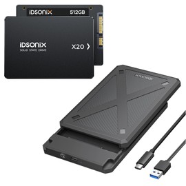 iDsonix 512GB 2.5'' SATA Internal SSD & 2.5 inch Hard Drive Enclosure C3