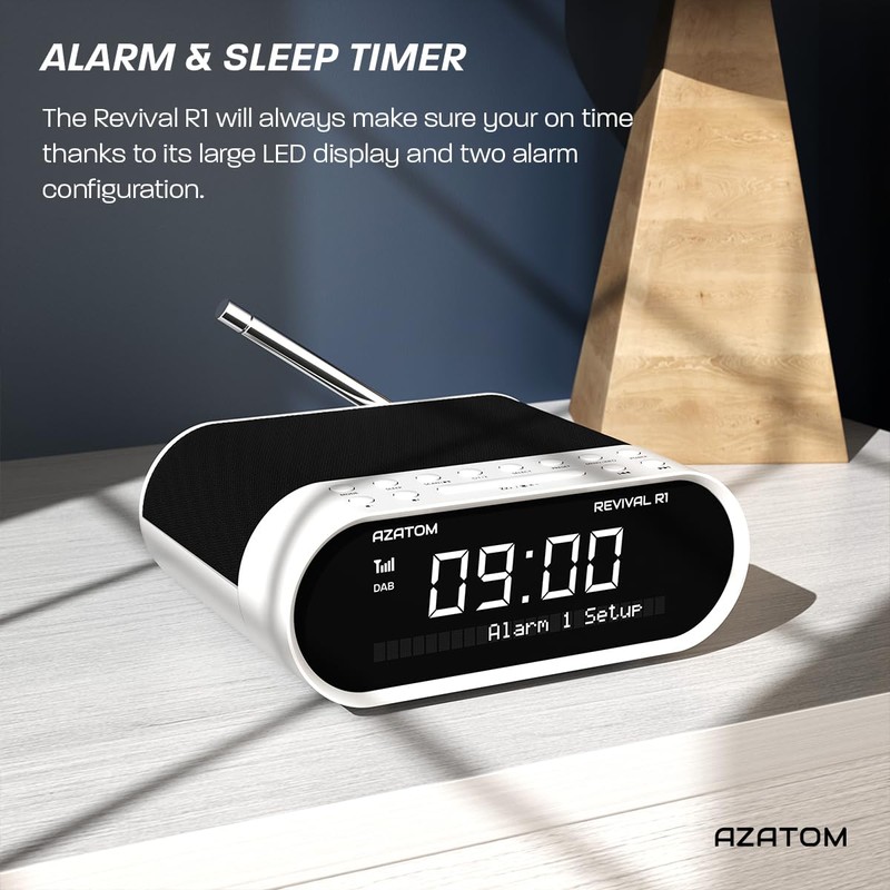 AZATOM Revival DAB+ DAB Digital FM Radio, Dual Alarm Clock,