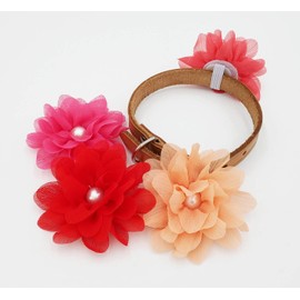 PET SHOW 3" Dia. Valentine's Day Small Girls Dog Flowers Collar Charms Embellishment Accessories for Cat Puppy Collars Bows Grooming Supplies Pink Red Pack of 4