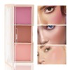Boobeen Tri-Color Blush Palette, Matte Pink Brusher, Teak Powder for