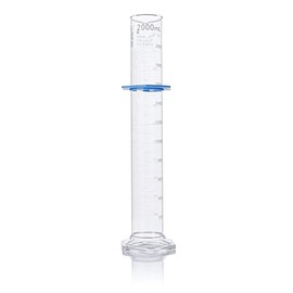 Graduated Cylinder, Globe Glass, 2000mL, Class A, to Deliver (TD), Dual Grads, 3.3 Borosilicate Glass, ASTM E1272, 1/Box