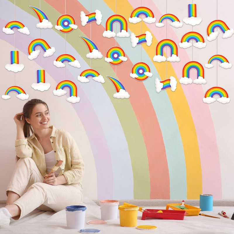 Wonmon 45 PCS Rainbow Cutouts for Bulletin Board Decoration, Cute