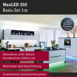 Paulmann 78866 LED Stripe MaxLED 250 Basic Set Smart Home Zigbee 3 m IP44 15W 600lm 30LEDs/m RGBW+ 36VA Dimmable Silver Plastic