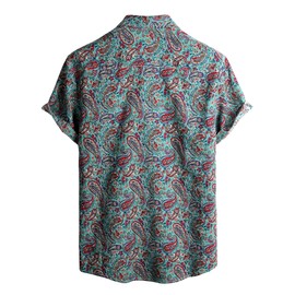 VATPAVE Mens Casual Hawaiian Floral Shirts Short Sleeve Button Down Tropical Shirts Beach Summer Shirts Large Green