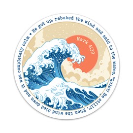 3PCs He Got Up Rebuked The Wind and Said to The Waves Bible Verse Sticker, Christian Faith Sticker, Ocean Waves Scripture Religious Vinyl Waterproof Decals for Laptop Water Bottle Journal (3 Inches)
