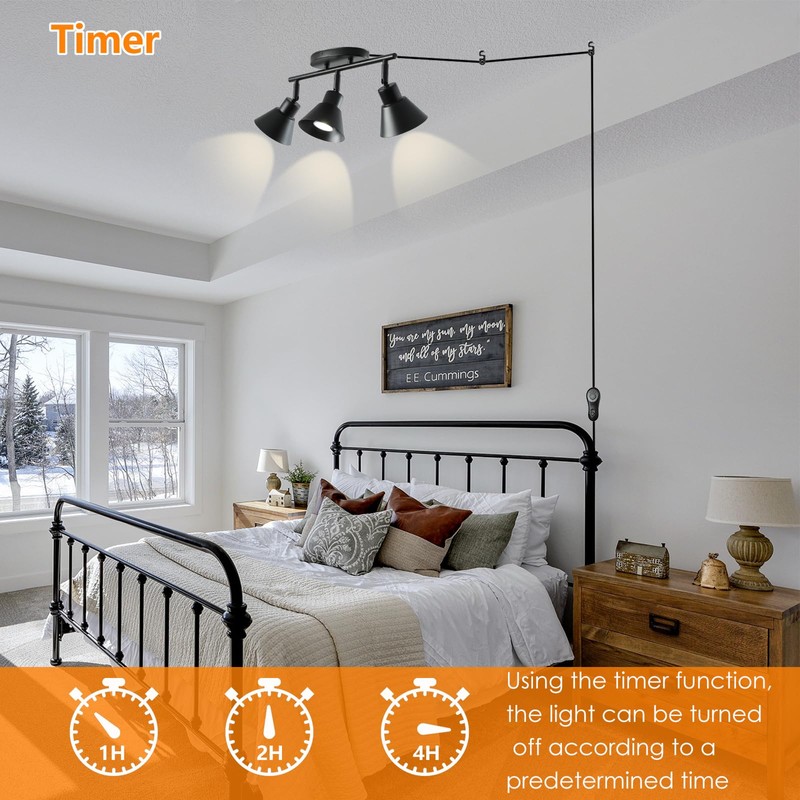 vivihobb 3 Light Plug in Track Lighting Kit,Modern Plug in