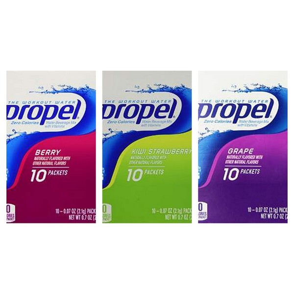 Propel Zero Powder Packets Variety Bundle - 60 Packets - 6 Boxes Total (2 Boxes Each of Grape, Kiwi Strawberry, and Berry)